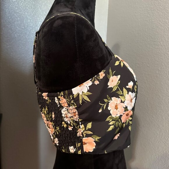Old Navy The Occasion Cropped Tube Top Womens M Black Floral Coquette Soft Girl - Picture 8 of 8